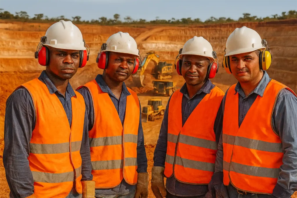 Mining workers at a mining site